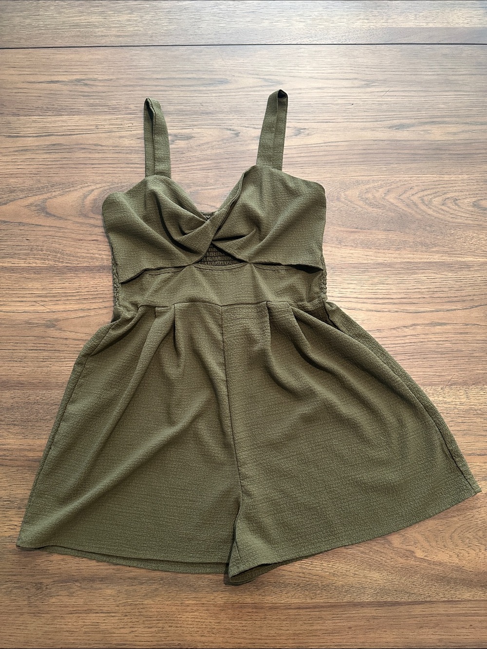 SHEIN Olive Green Twisted Front Cami Romper